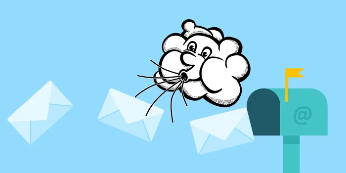 Briefe (e-Mail) werden von Wind weggepustet